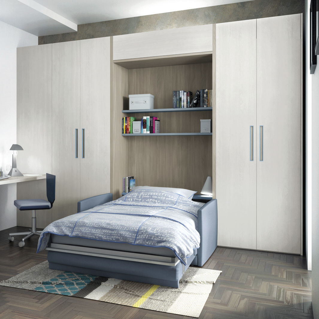 壁挂床 / 单人 / 现代风格 / 带搁板