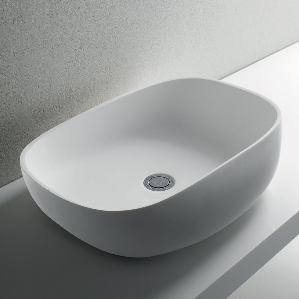 立式台盆 / 椭圆 / 石材 / 丙烯塑料