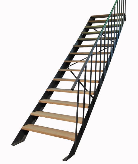 直线型楼梯 / 金属结构 / 木台阶 / 无踢板 - step plus - atrium