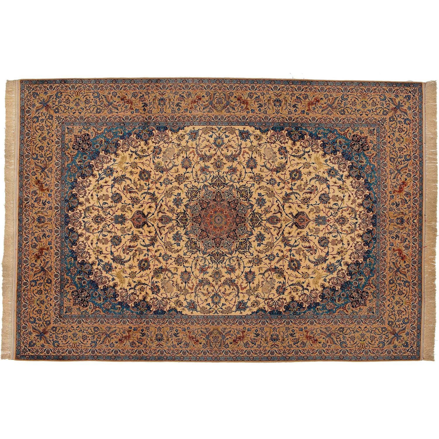 东方风格地毯 / 花朵图案 / 羊毛 / 丝绸