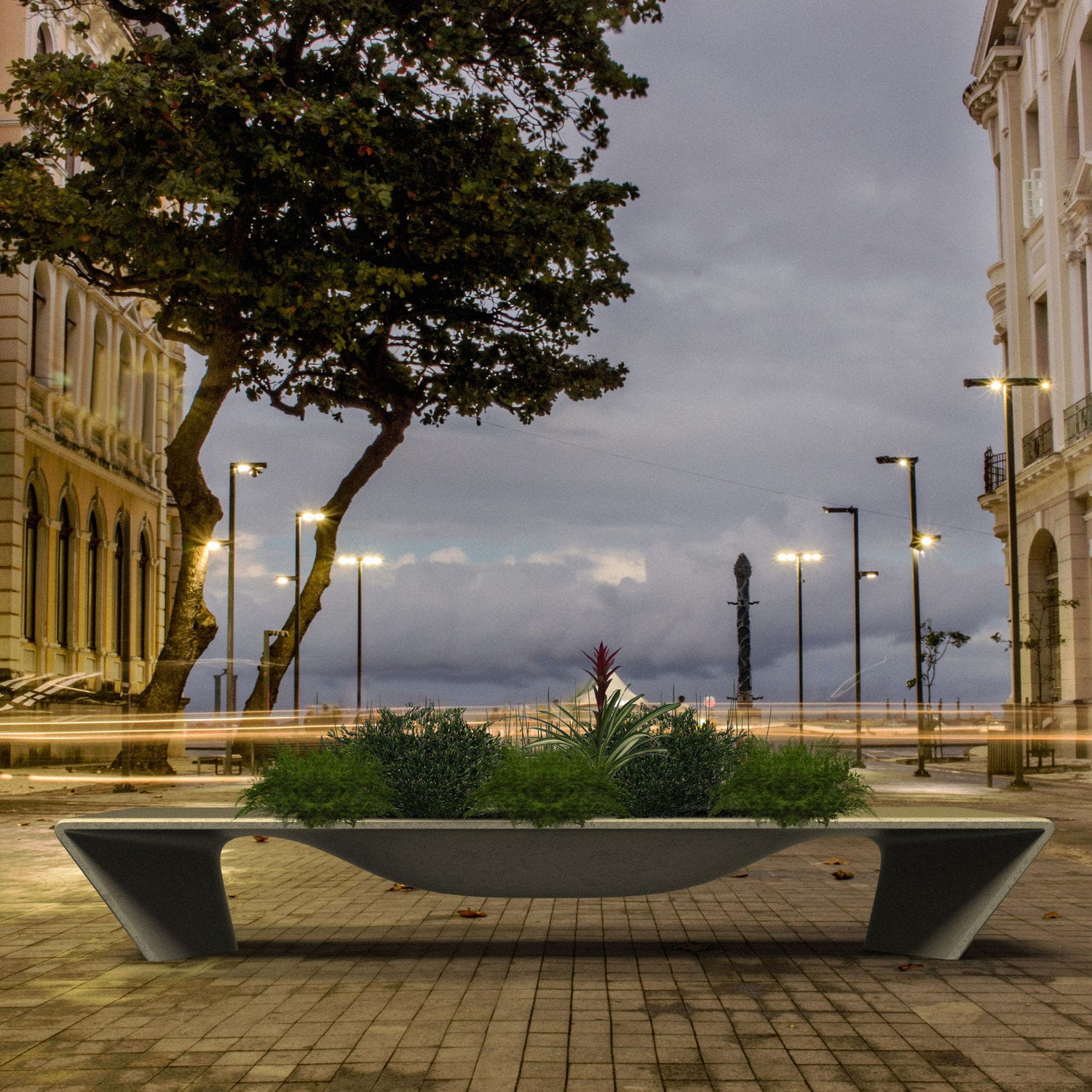 混凝土花坛 / 矩形 / 带格栅 / 现代风格