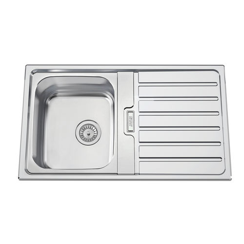 单槽厨房水槽 - URBAN 86 - RODI HOME – kitchen sinks and accessories - 带沥水架 / 抛光不锈钢 / 嵌入式