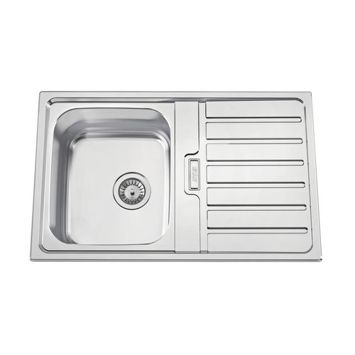 单槽厨房水槽 - URBAN 80 - RODI HOME – kitchen sinks and accessories - 带沥水架 / 抛光不锈钢 / 嵌入式