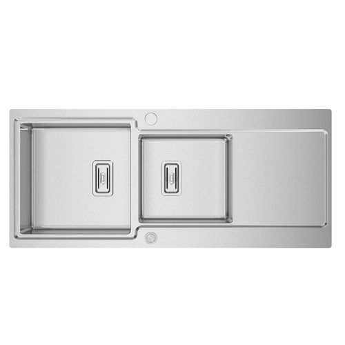 双槽厨房水槽 - EVO 116 - RODI HOME – kitchen sinks and accessories - 带沥水架 / 磨砂不锈钢 / 嵌入式