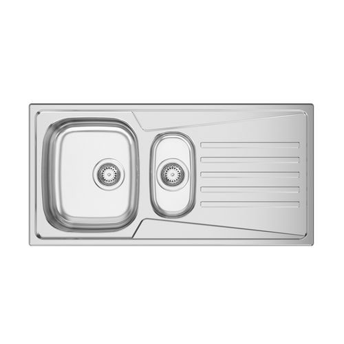 双槽厨房水槽 - KERAN 100 - RODI HOME – kitchen sinks and accessories - 带沥水架 / 抛光不锈钢 / 嵌入式
