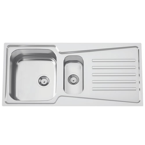 双槽厨房水槽 - EVOLUTION 100 - RODI HOME – kitchen sinks and accessories - 带沥水架 / 抛光不锈钢 / 嵌入式