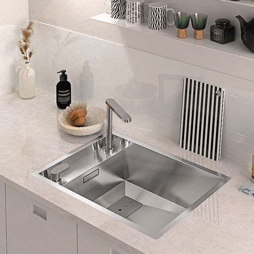 单槽厨房水槽 - INVISIBLE 50 - RODI HOME – kitchen sinks and accessories - 无排水板 / 磨砂不锈钢 / 嵌入式