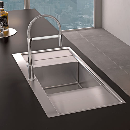 单槽厨房水槽 - XERON B 50 - RODI HOME – kitchen sinks and accessories - 带沥水架 / 磨砂不锈钢 / 嵌入式
