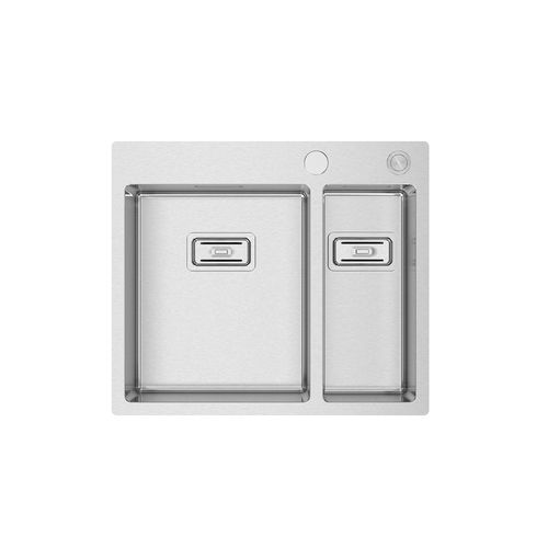 双槽厨房水槽 - BOX LUX 56 - RODI HOME – kitchen sinks and accessories - 无排水板 / 磨砂不锈钢 / 嵌入式
