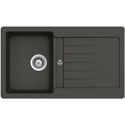 单槽厨房水槽 - 86 ASPHALT - RODI HOME – kitchen sinks and accessories - 带沥水架 / 复合材料 / 嵌入式