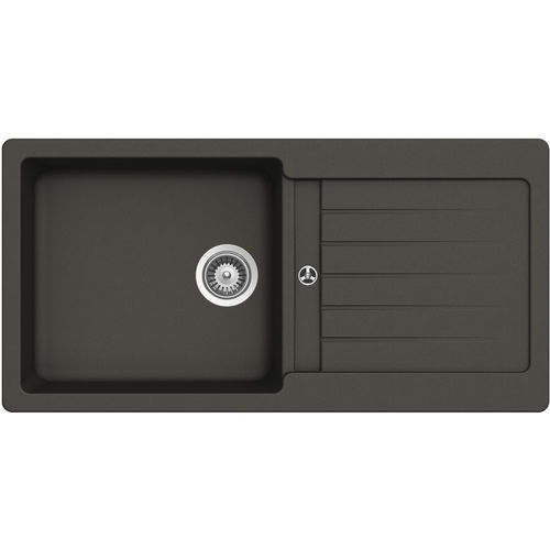 单槽厨房水槽 - 105 ASPHALT - RODI HOME – kitchen sinks and accessories - 带沥水架 / 复合材料 / 嵌入式