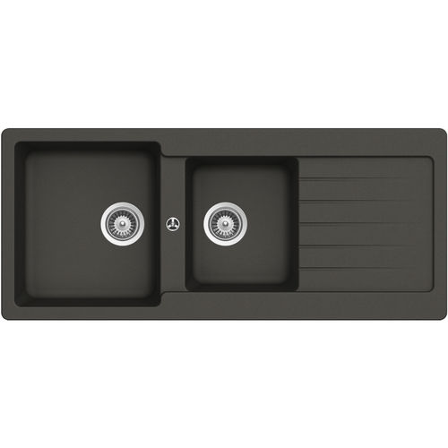 双槽厨房水槽 - 116 ASPHALT - RODI HOME – kitchen sinks and accessories - 带沥水架 / 复合材料 / 嵌入式