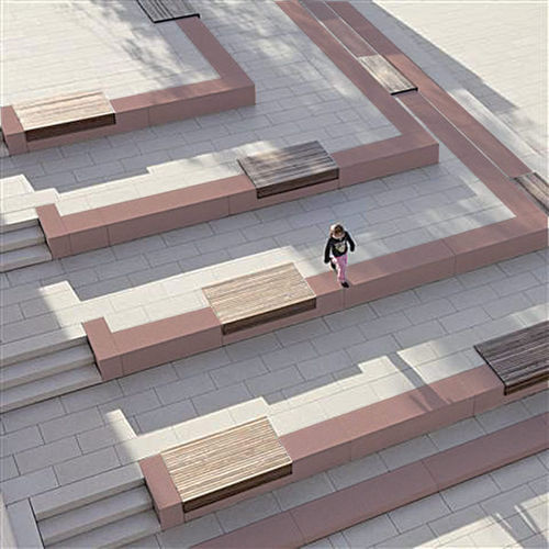 现代风格公共长椅 - SYNOPS® - QUARTZO DESIGN - 木质 / 人造石 / 模块化