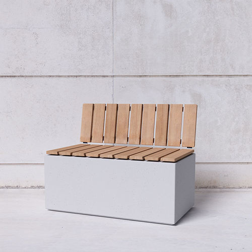 现代风格公共长椅 - Box to Box 112 WB - SIT Urban Design - 木质 / 混凝土 / 带椅背