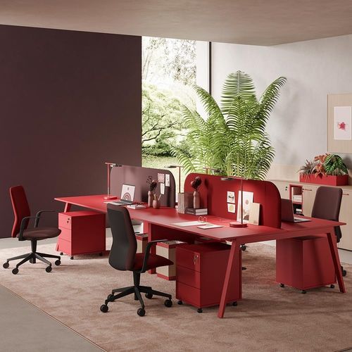 开放式办公桌 - WORK - UFFICIO DESIGN ITALIA - 落地 / 4人 / 现代风格