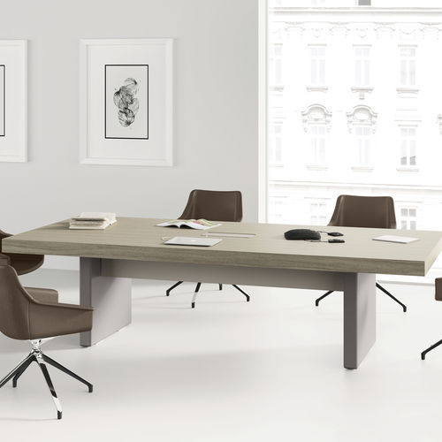 现代风格会议室桌 - CONTACT - UFFICIO DESIGN ITALIA - 三聚氰胺 / 皮革材质桌脚 / 长方形
