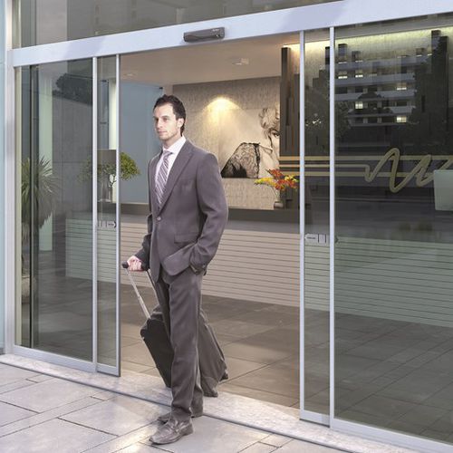 入户门 - SL500 SLIM - ASSA ABLOY - 铝制 / 滑动式 / 釉面