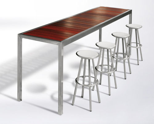 现代风格高脚桌 - ALFRESCO - botton & gardiner urban furniture - 木质 / 不锈钢 / 长方形