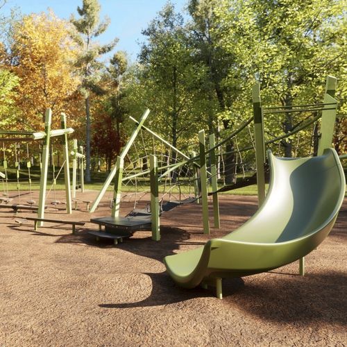 游乐场游乐设施 - Wooded Park Design 8100 - LANDSCAPE STRUCTURES - 粉末涂层钢 / 电镀钢 / 聚乙烯