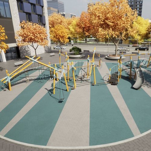 游乐场游乐设施 - City Center Park Design 8103 - LANDSCAPE STRUCTURES - 不锈钢 / 粉末涂层钢 / 聚乙烯