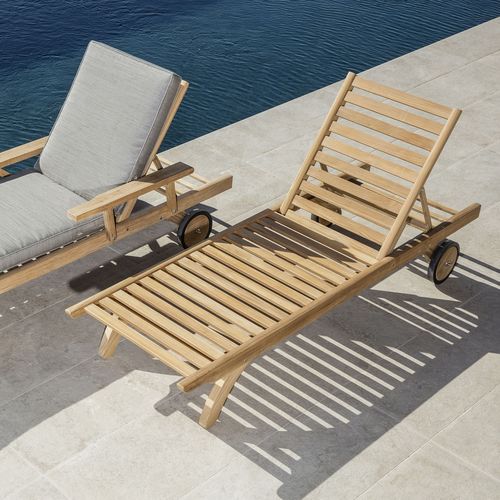 传统风格日光浴躺椅 - CAMARAT XL - Tectona - Batyline® 材质 / Sunbrella® / 柚木