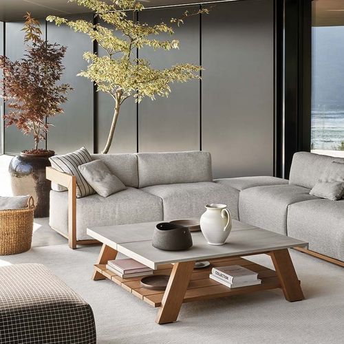 现代风格茶几 - JOI OPEN AIR  - MERIDIANI - Ductal®UHP混凝土 / 伊罗科桌脚 / 正方形