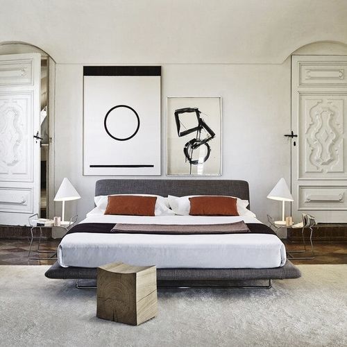 双人床 - Siena - B&B Italia - 现代风格 / 布艺 / 带床头板