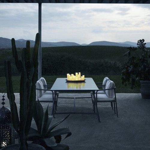 现代风格桌 - Borea - B&B Italia - 珐琅熔岩石 / 不锈钢桌脚 / 长方形
