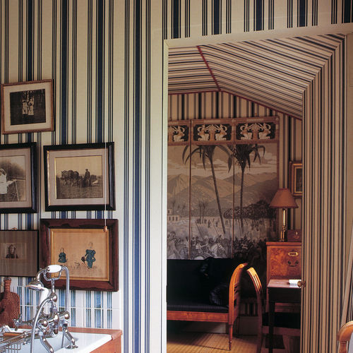 传统风格墙纸 - TENTED STRIPE - Farrow & Ball - 条纹 / 仿布 / 灰色