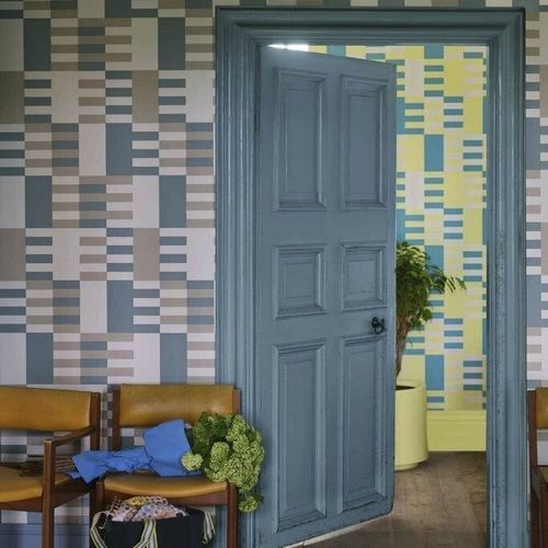 现代风格墙纸 - CHECK series - Farrow & Ball - 几何 / 黄色 / 绿色