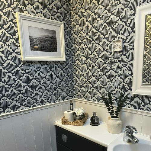 现代风格墙纸 - ARANAMI series - Farrow & Ball - 几何图案 / 蓝色 / 绿色
