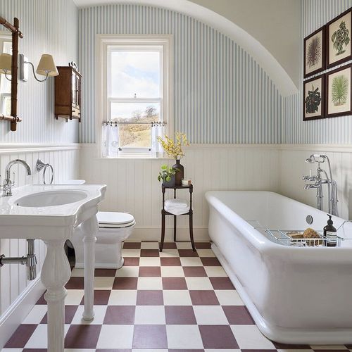 传统风格墙纸 - CLOSET STRIPE - Farrow & Ball - 条纹 / 仿布 / 白色