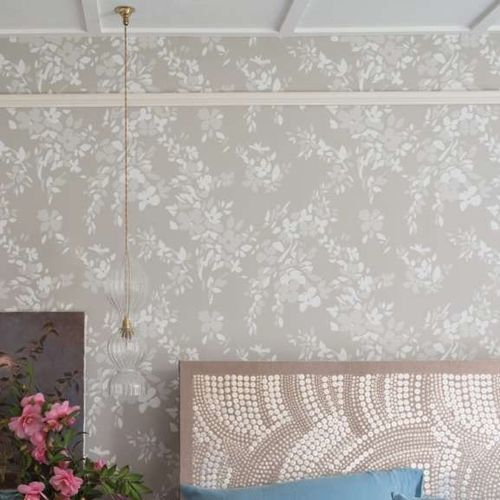 现代风格墙纸 - HEGEMONE series - Farrow & Ball - 花朵图案 / 粉色 / 蓝色