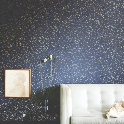 现代风格墙纸 - YUKUTORI series - Farrow & Ball - 几何图案 / 仿墙纸 / 蓝色