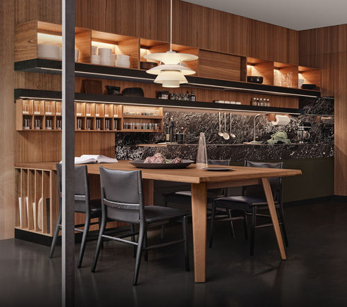 大理石厨房 - CONVIVIUM & PENINSULA & WIC - Arclinea - 现代风格 / 胡桃木 / 柚木