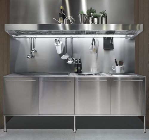 现代风格厨房 - ARTUSI PROFESSIONAL WORK UNIT - Arclinea - 不锈钢 / 隐藏式 / 带把手