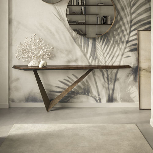 现代风格玄关桌 - VARENNE - Cattelan Italia - 胡桃木 / 涂漆金属钢桌脚 / 三角形