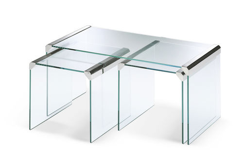 现代风格套桌 - T35R - Gallotti&Radice - 玻璃 / 淬火玻璃 / 不锈钢