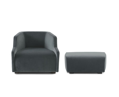 现代风格扶手椅 - FIRST POLTRONA &amp; POUF - Gallotti&Radice - 丝绒 / 带脚凳 / 布艺