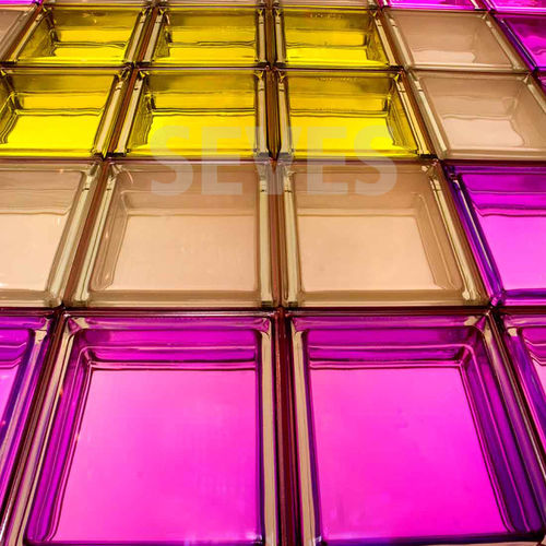 正方形玻璃方砖 - TORMALINA Q19  - SEVES GLASSBLOCK - 光滑 / 金属光泽 / 用于楼板