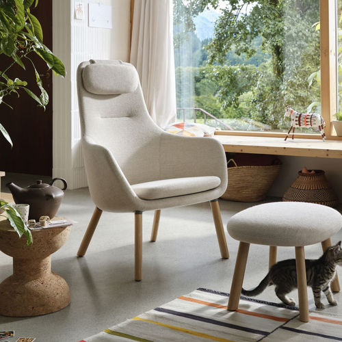 现代风格扶手椅 - HAL - vitra USA - 聚氨酯发泡 / 毛毡 / 天然栎木