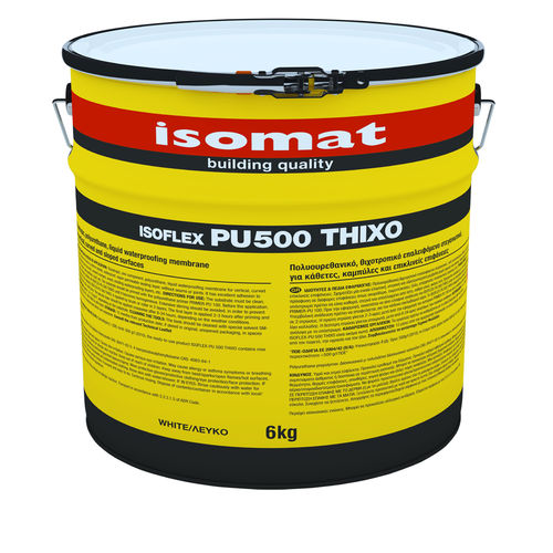 平屋顶液体防水材料 - ISOFLEX-PU 500 THIXO - ISOMAT S.A. - 用于阳台 / 用于地基 / 用于浴室