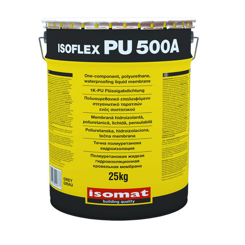 平屋顶液体防水材料 - ISOFLEX-PU 500 A - ISOMAT S.A. - 用于阳台 / 用于地基 / 用于浴室