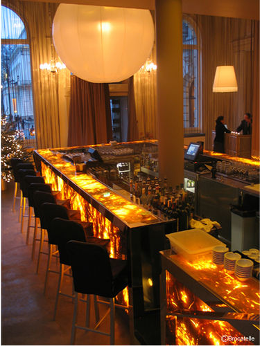 木质前台接待桌 - TRANSLUCENT MARBLE : YELLOW MARBLE - BROCATELLE - 发光 / 酒吧