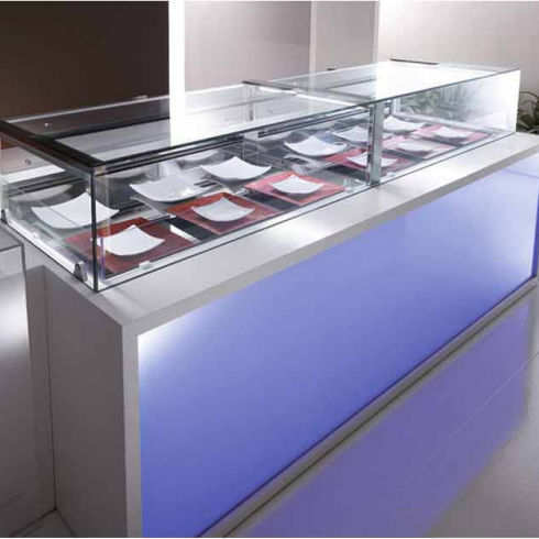 柜台冷藏展示柜 - ROSA PRO HOT - Oscartek - 用于商店 / 不锈钢 / 滑门式