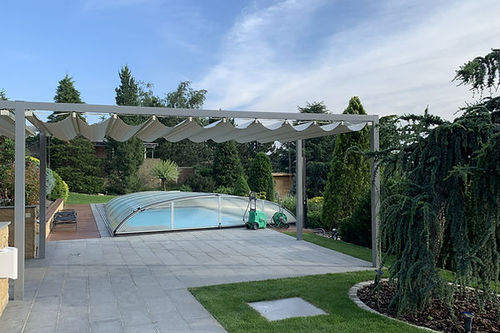 独立凉棚架 - TOSCANA - PERGOLA AS - 铝制 / 帆布棚顶 / 可伸缩