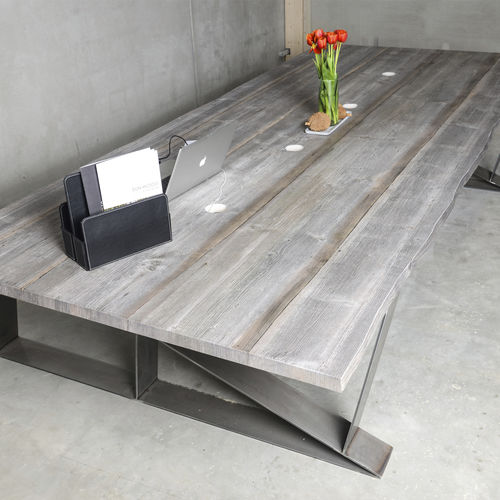 现代风格会议桌 - SUN WOOD KONFERENZTISCH - SILBERMINE - SUN WOOD by Stainer - 木质 / 金属 / 长方形