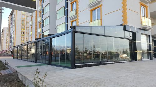 临墙凉棚架 - VPS  - VIZYON GLAZING SYSTEMS - 金属 / 滑动棚顶 / 商用