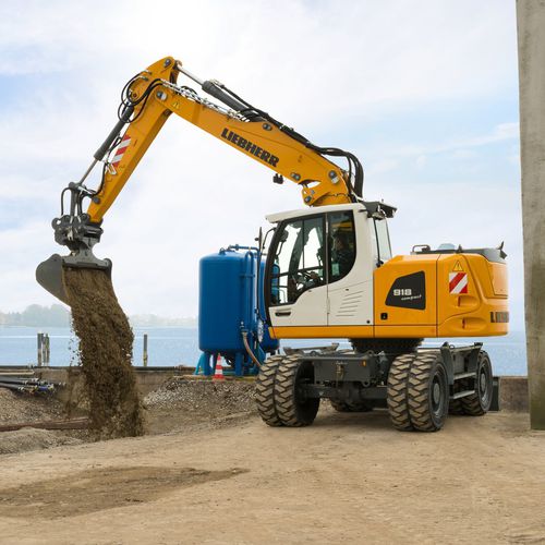 中型挖土机 - A 918 COMPACT LITRONIC - Liebherr  - 轮胎式 / 紧凑型 / 工程