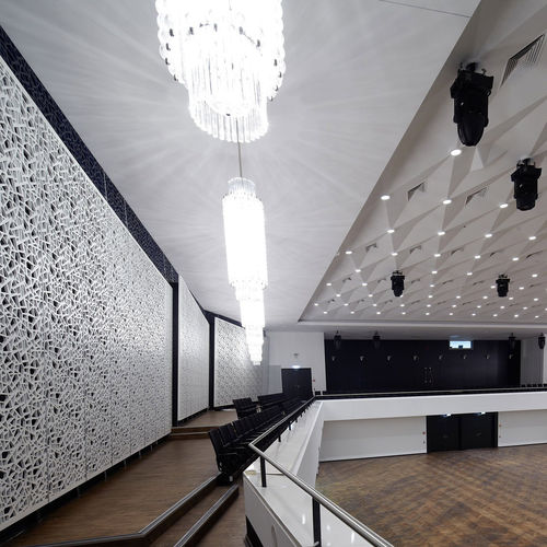 壁挂隔音板 - CONVENTION CENTRE KOBLENZ - Bruag Design Factory AG - MDF / 矩形 / 穿孔